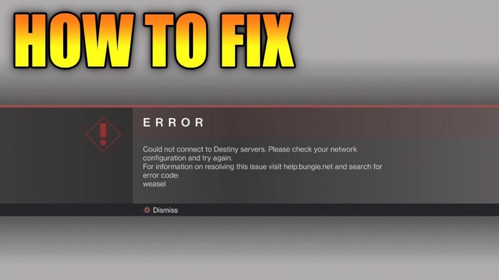 why is destiny 2 showing error code weasel