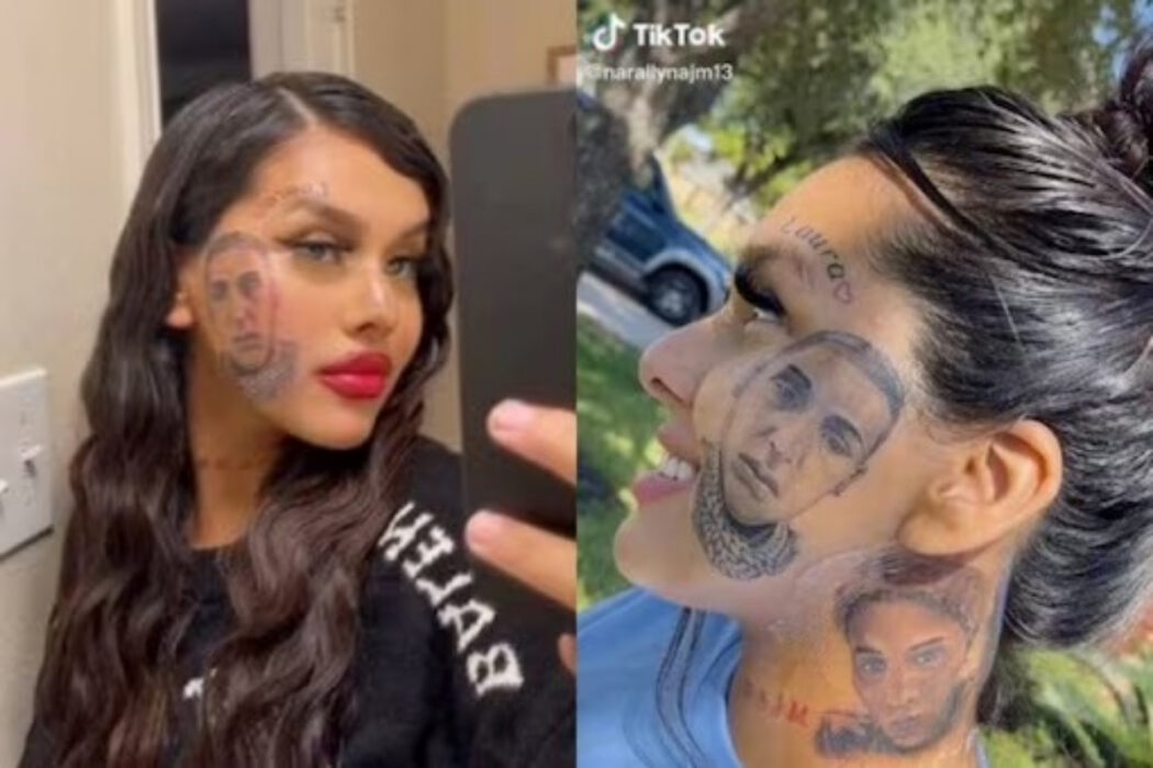 Woman Tattoos Ex-Face Partner's on her cheeks after got cheated