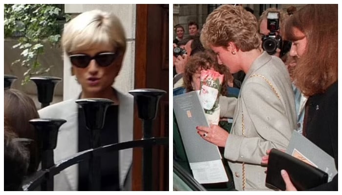 Elizabeth Debicki stuns in identical grey suit and black t-shirt worn by Princess Diana