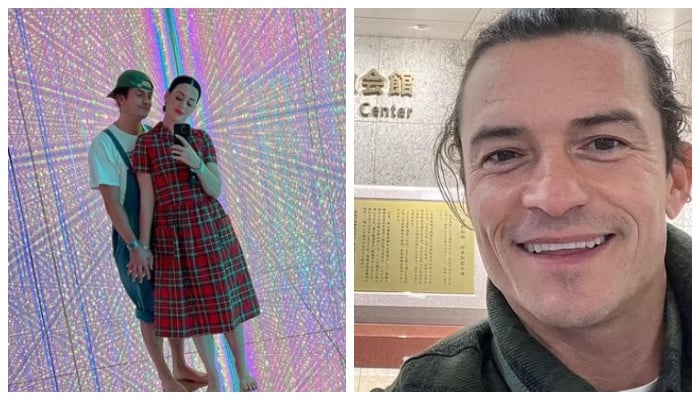 Katy Perry, Orlando Bloom pose barefoot on mirrored floor as they spend Christmas together