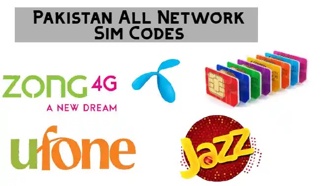 Pakistan All Networks SIM Codes List | Jazz, Zong, Ufone, Telenor