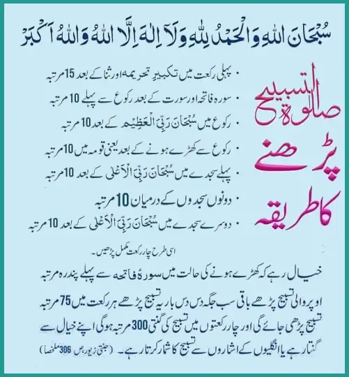 salatul tasbih namaz ka tariqa