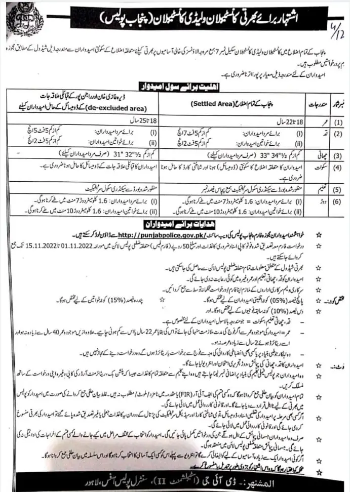 constable lady constable jobs in punjab police