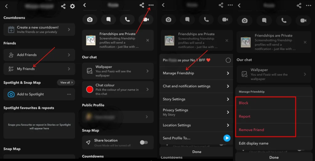 remove or block on snapchat