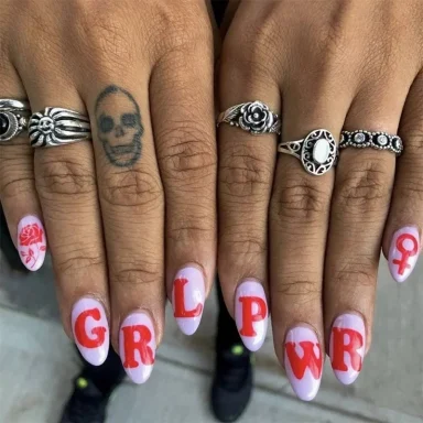 girl power nails acrylic nail ideas ajackdannie copy 384x384 1