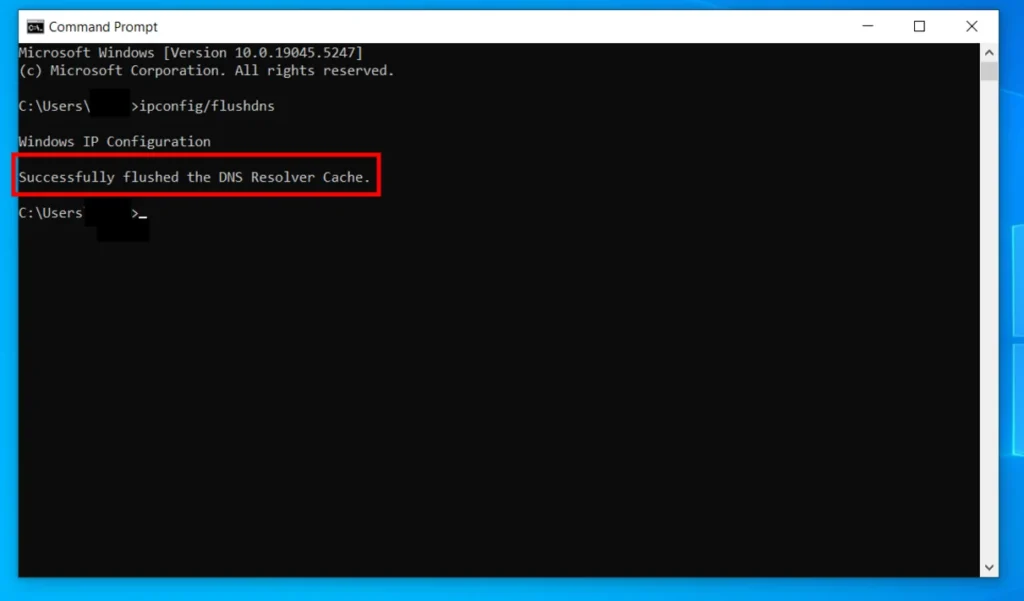 flush dns command successful