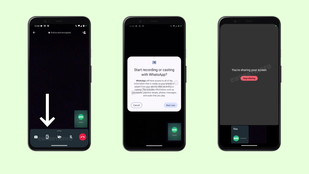 wa call screen sharing android