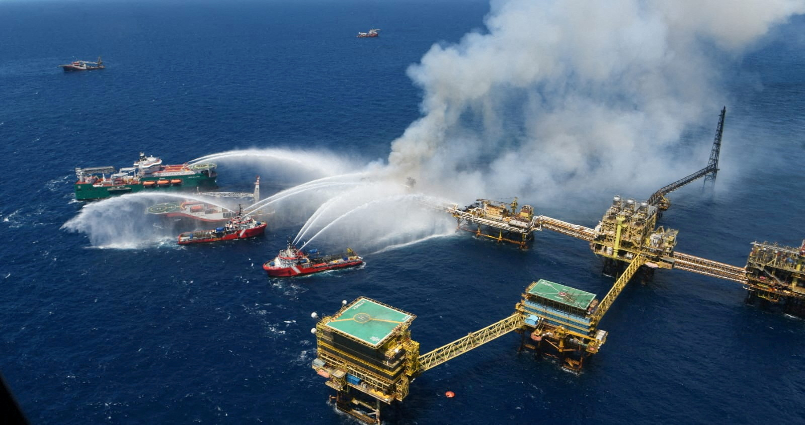 fire engulfs mexican state oil company pemex's offshore platform in the gulf of mexico