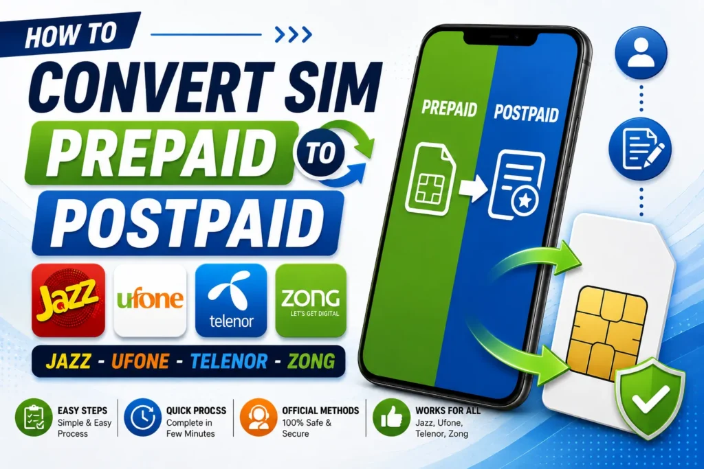 Convert SIM Prepaid to Postpaid: Jazz, Ufone, Telenor, and Zong convert sim prepaid to postpaid