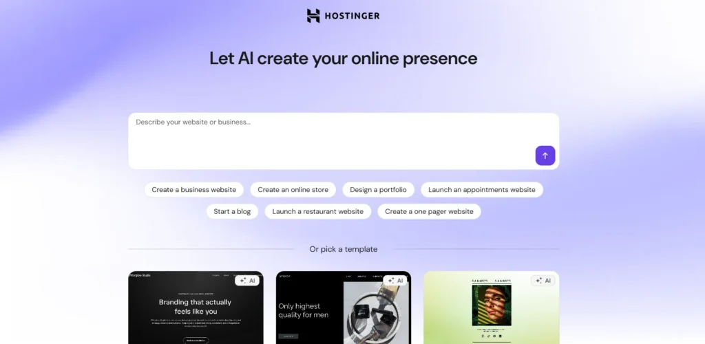 hostinger ai website builder