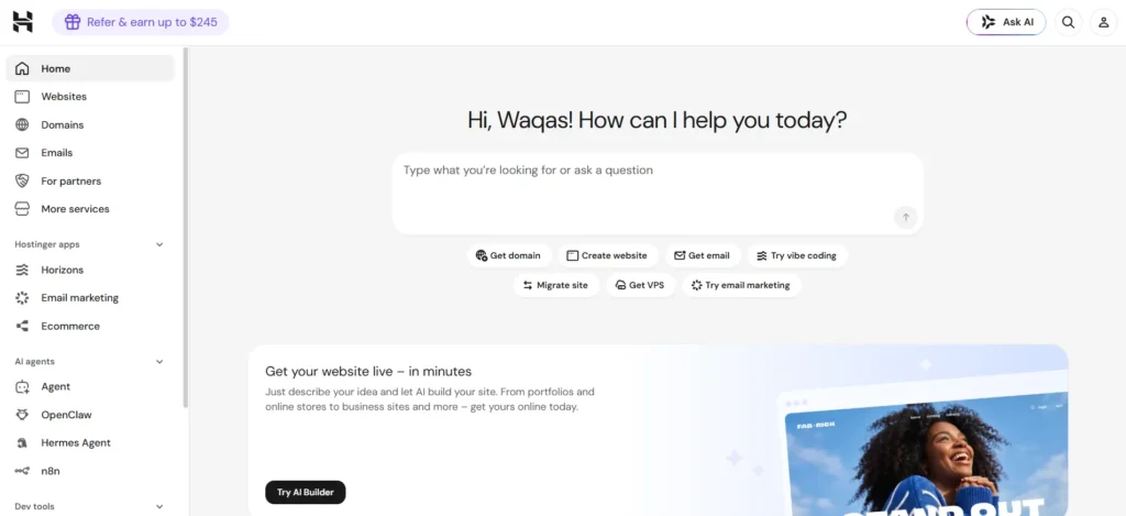 hpanel dashboard