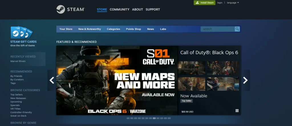 steam website