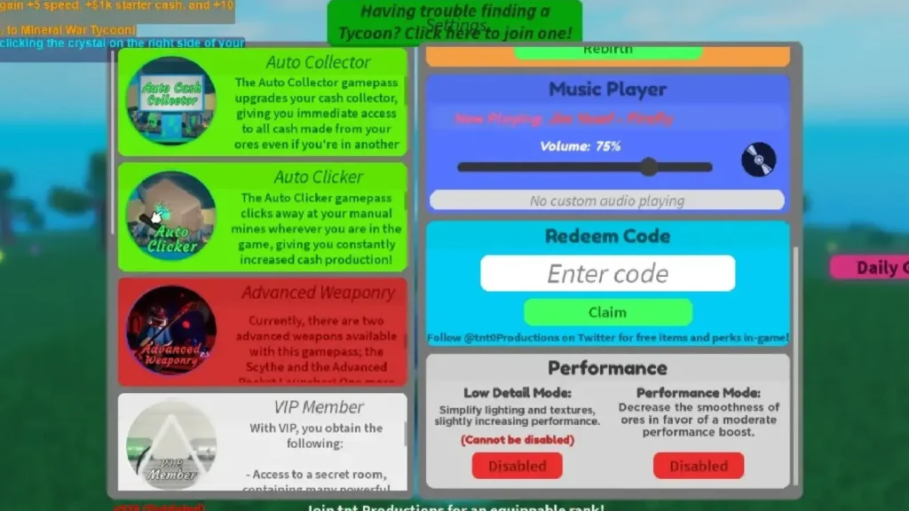 mineral war tycoon codes redeem
