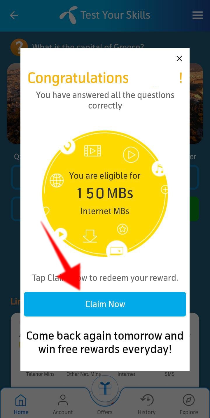 claim your telenor app free reward