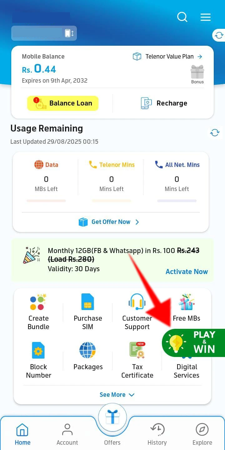 click play and win telenor app