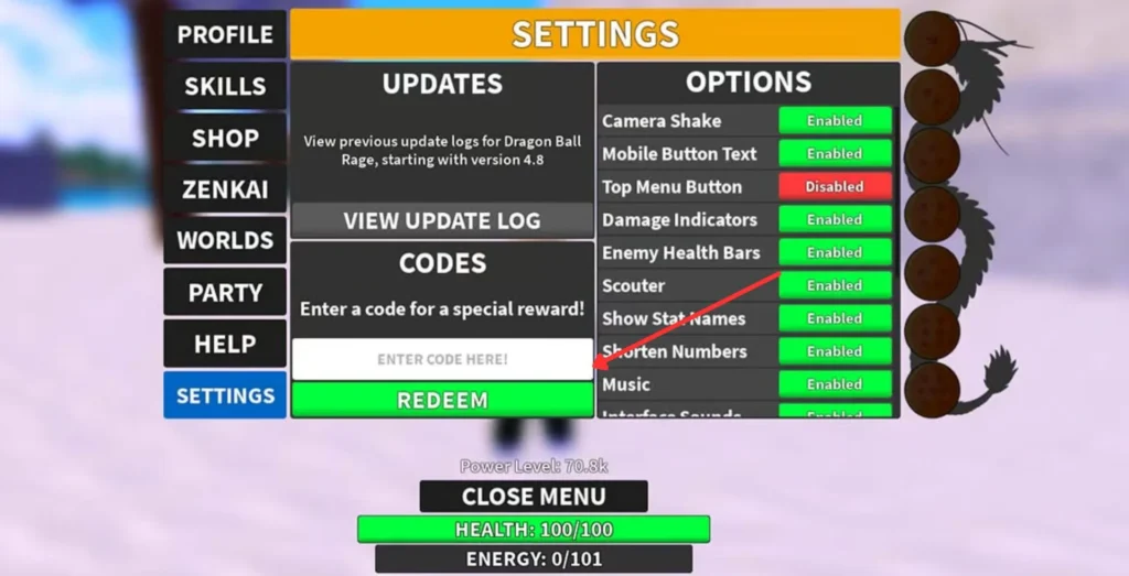 dragon ball rage codes redeem
