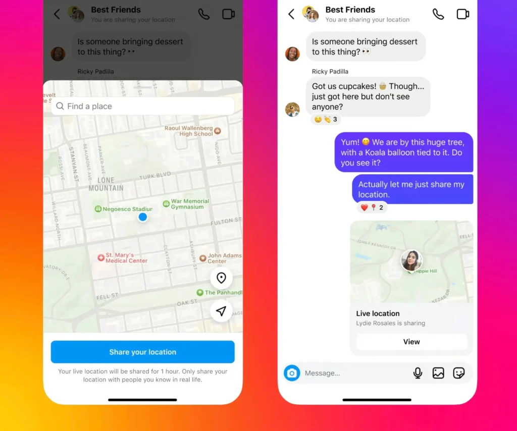 instagram share live location