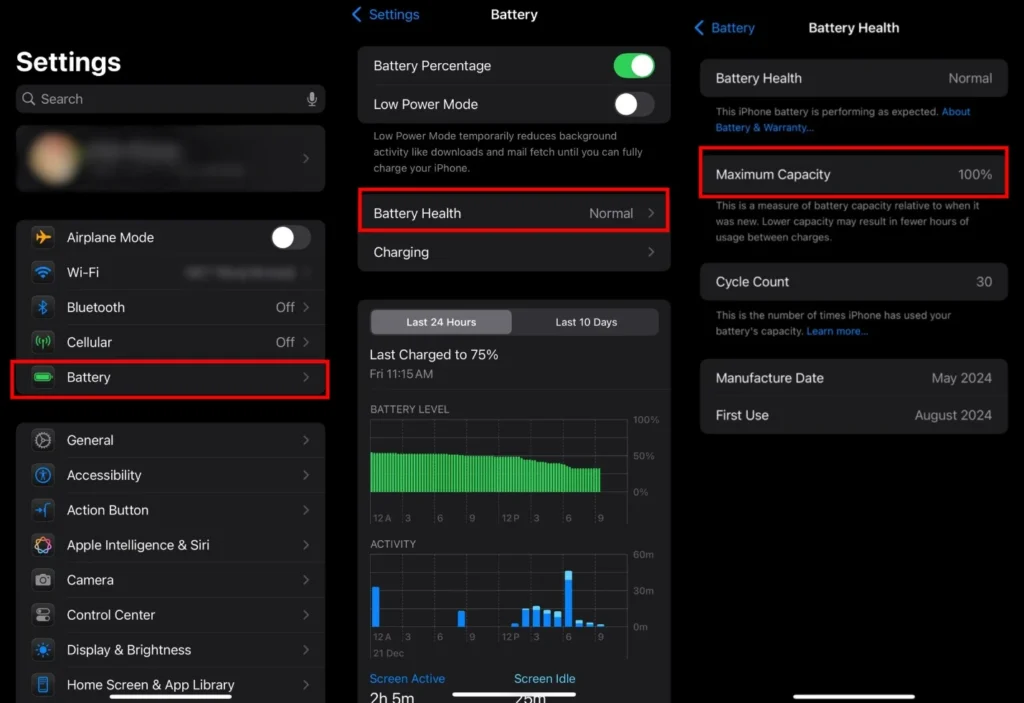 battery health check iphone