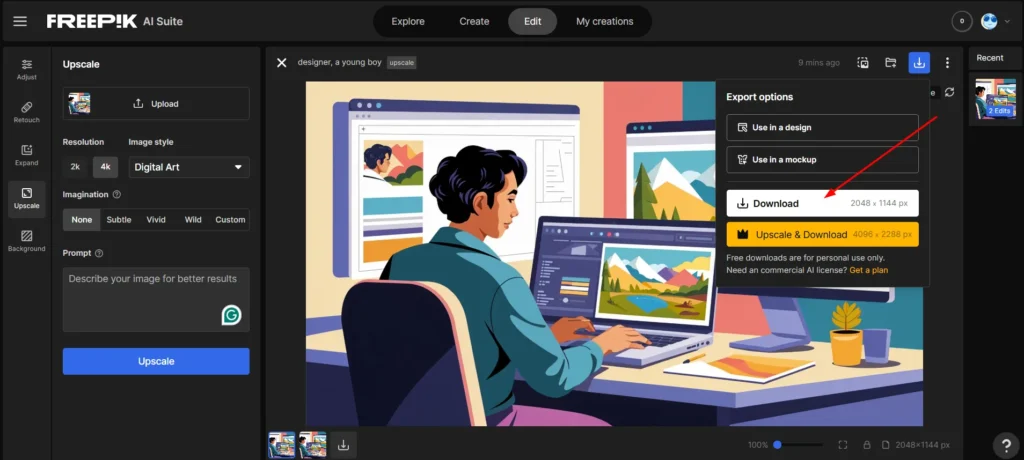 freepik image upscaler download image