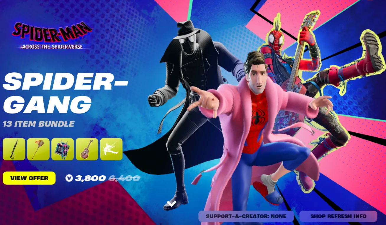 get spider punk spider noir and peter b parker skins in fortnite