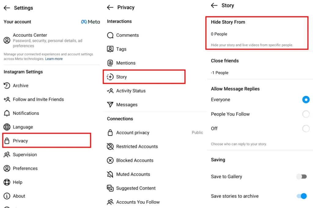 hide stories to someone instagram