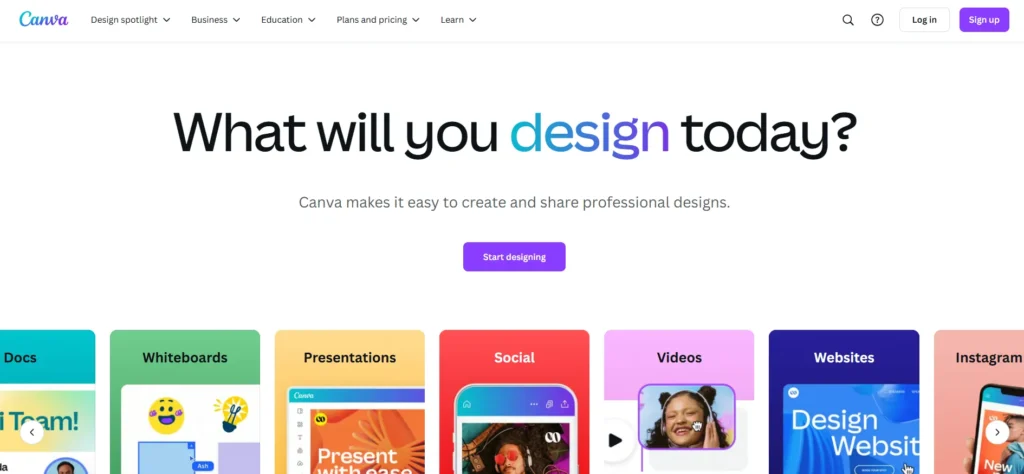 canva homepage