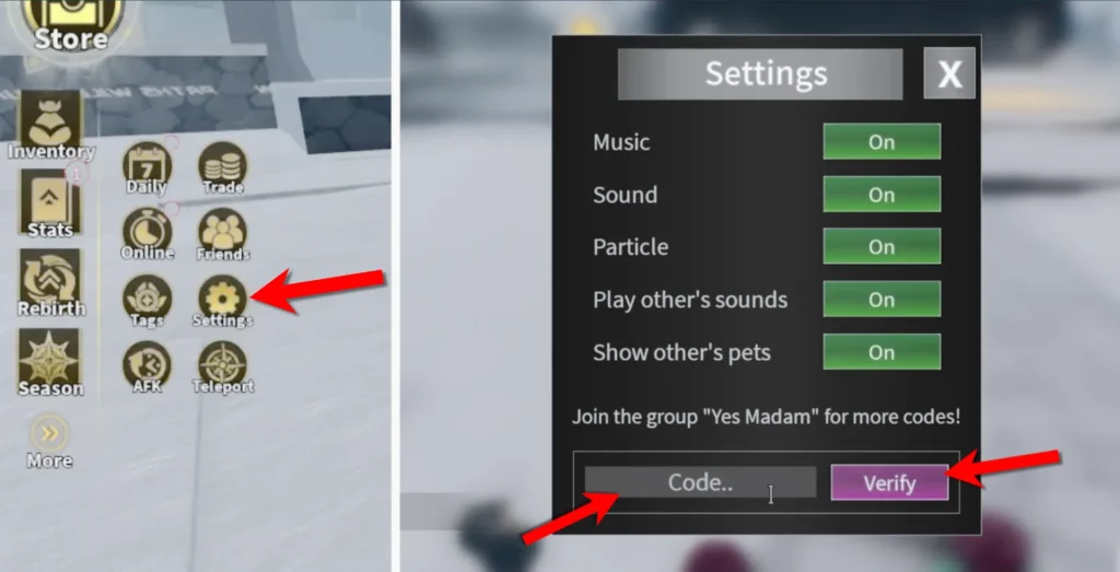 demon warriors redeem codes option