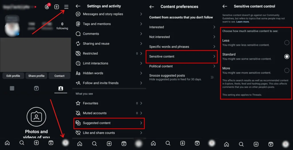 enable sensitive content control on instagram