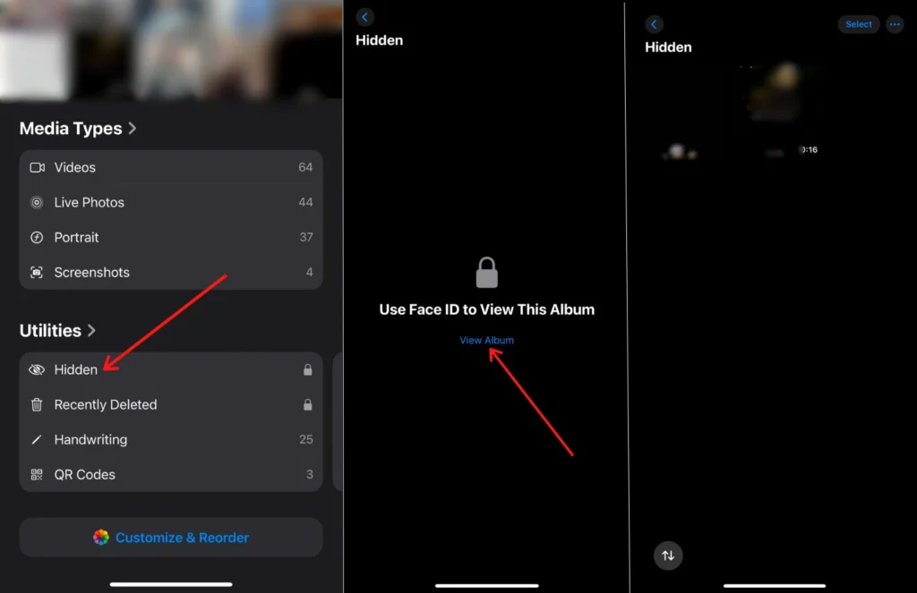 find hidden photos on iphone