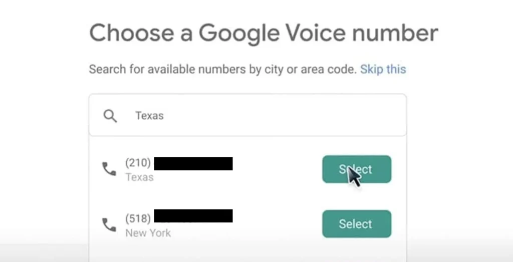 google voice number