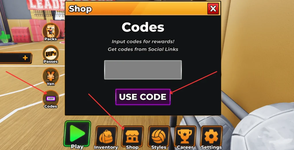 haikyuu legends redeem codes option