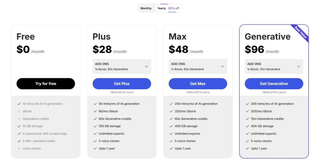 invideo ai price