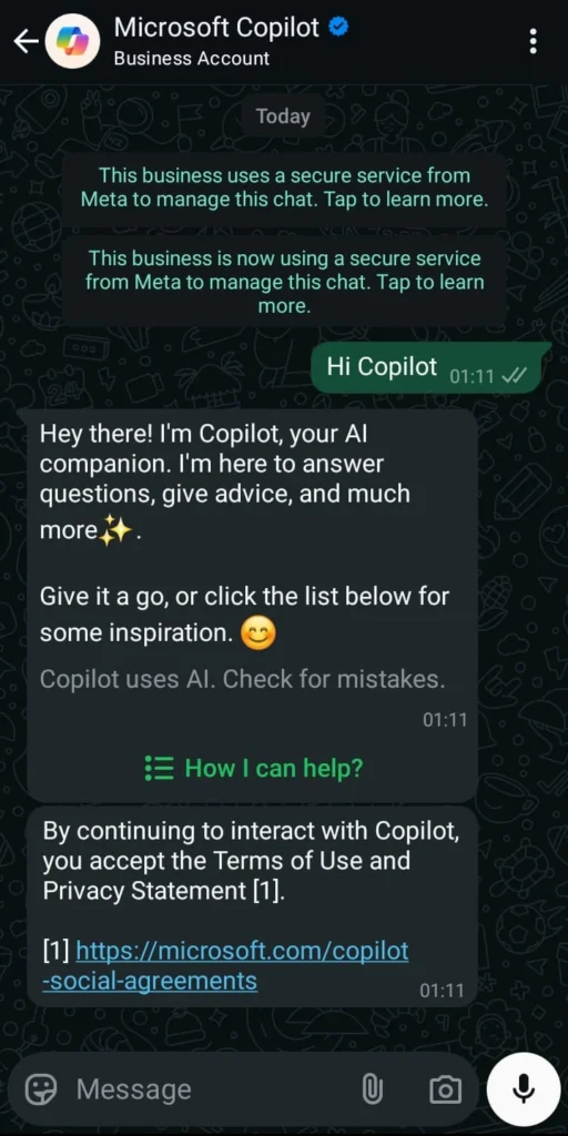 use capilot on whatsapp