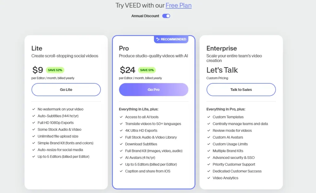 veed io pricing