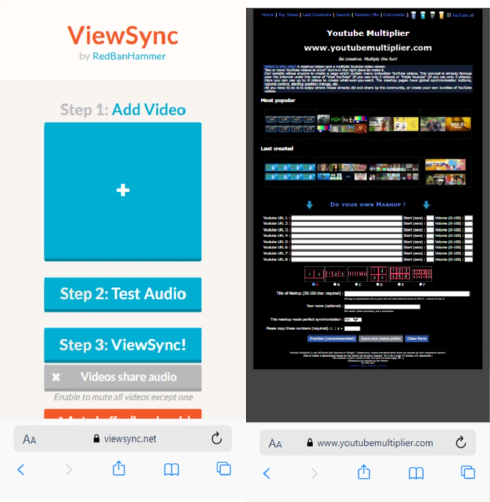 watch two youtube videos at once on android via third party websites