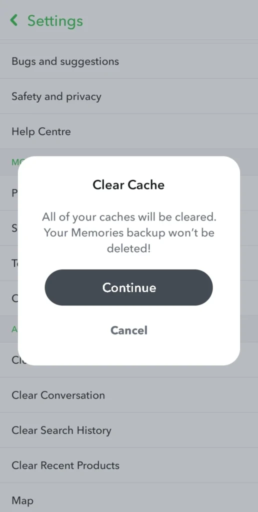 clear snapchat cache