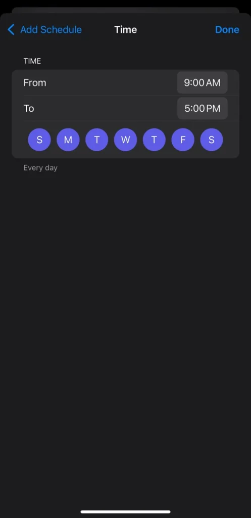 fo not disturb via schedule mode