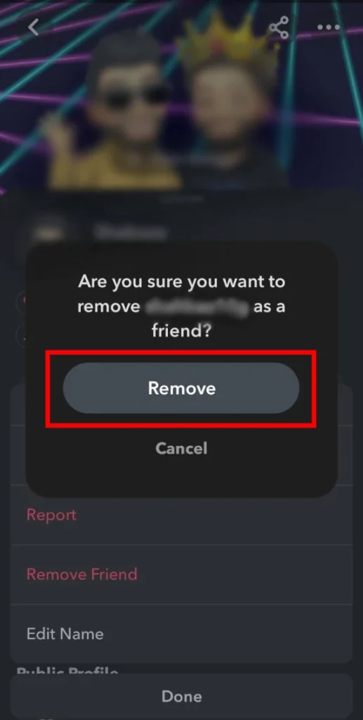 how to remove friends on snapchat via chat page