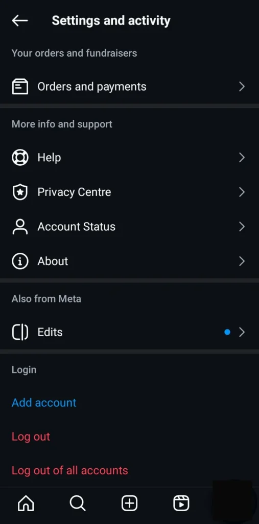 logout instagram