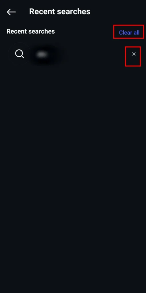use settings to clear recent searches