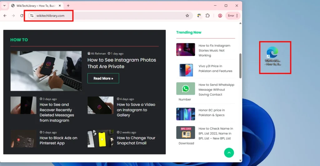 create desktop shortcut for website windows 11 1