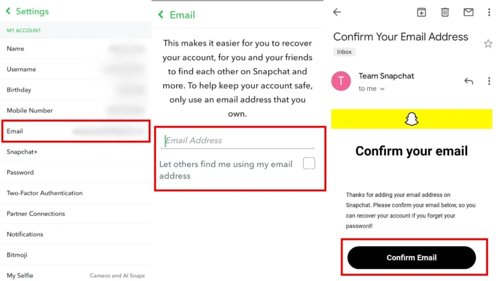 how to change snapchat email 1