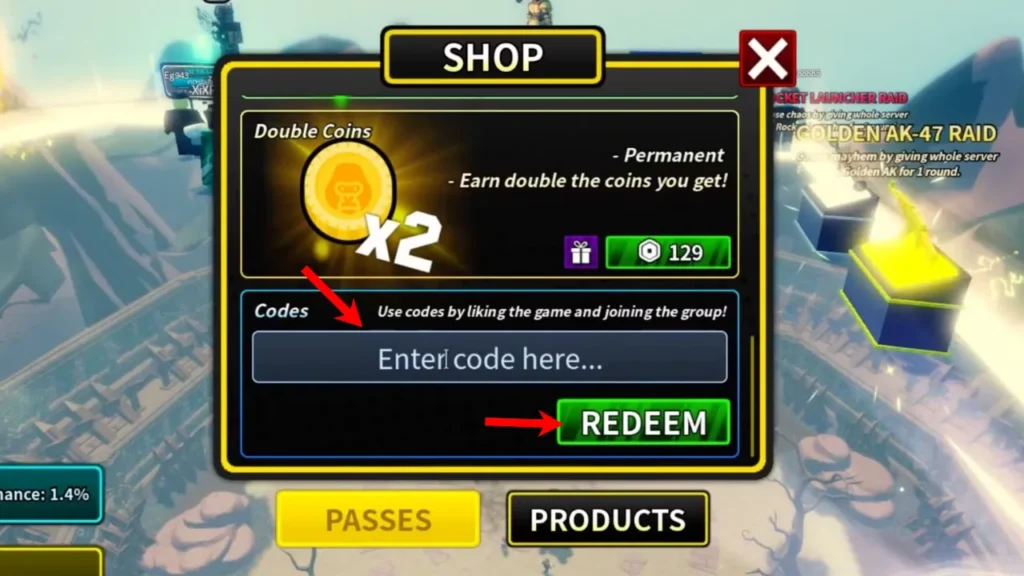roblox gorilla vs humans redeem codes 2