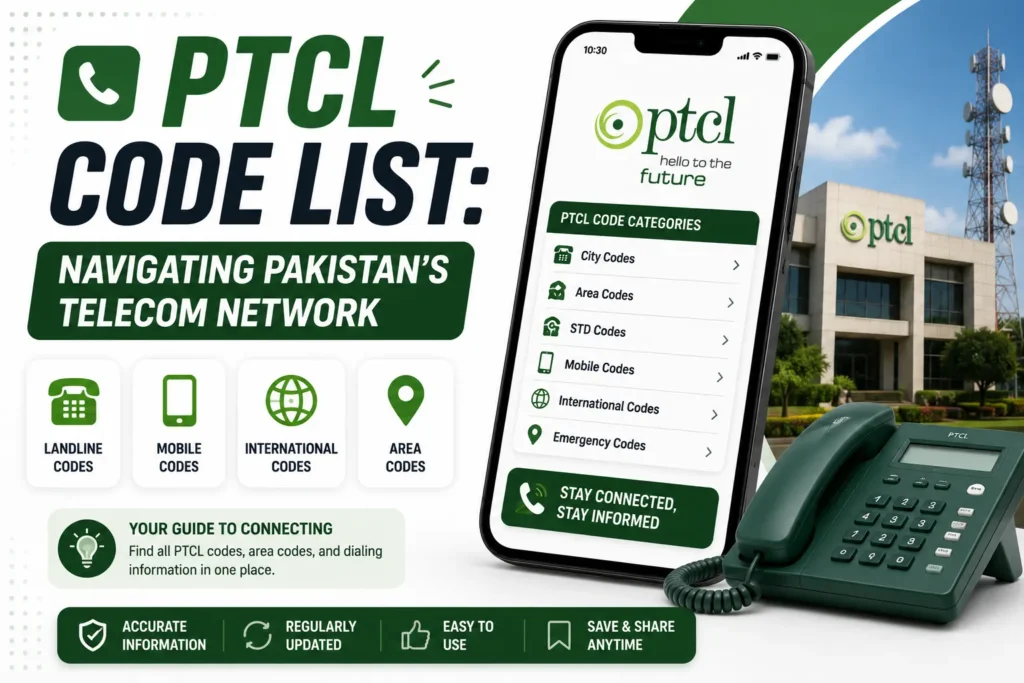 PTCL Code List: Navigating Pakistan’s Telecom Network ptcl number code list