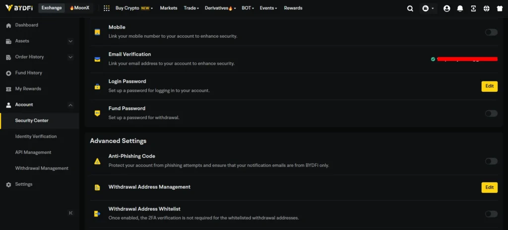 security and withdrawls bydfi