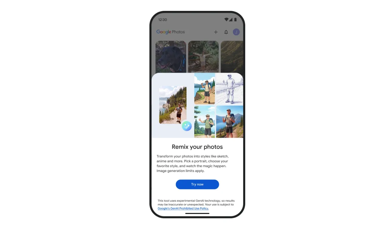google photos remix ai cartoon style feature