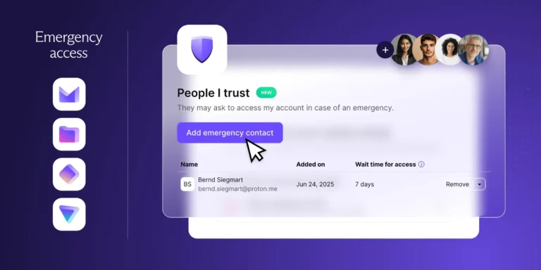proton emergency access feature secure account sharing