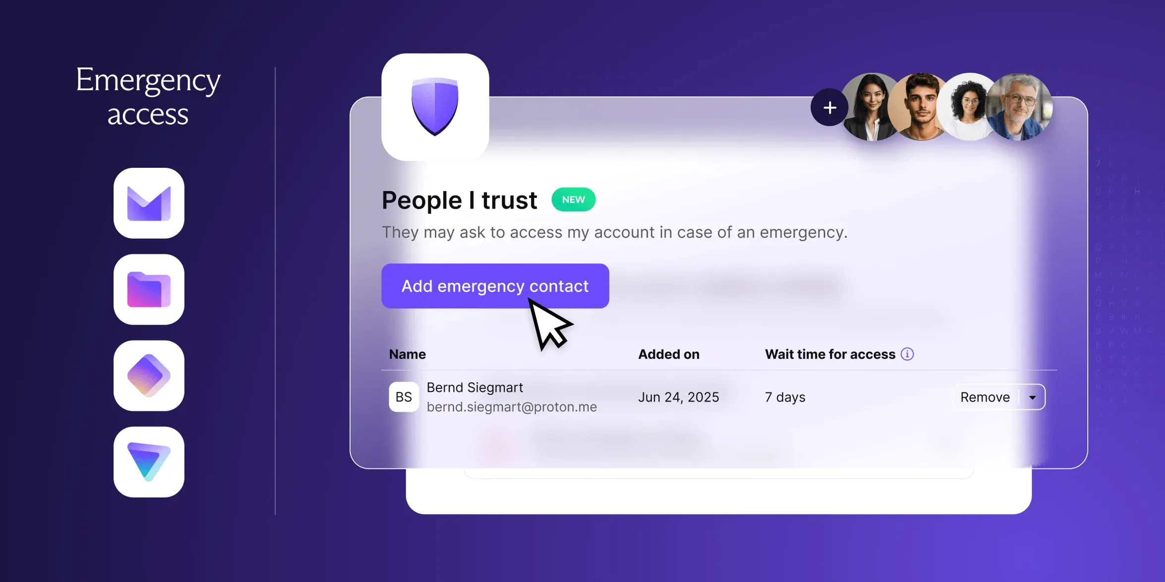proton emergency access feature secure account sharing