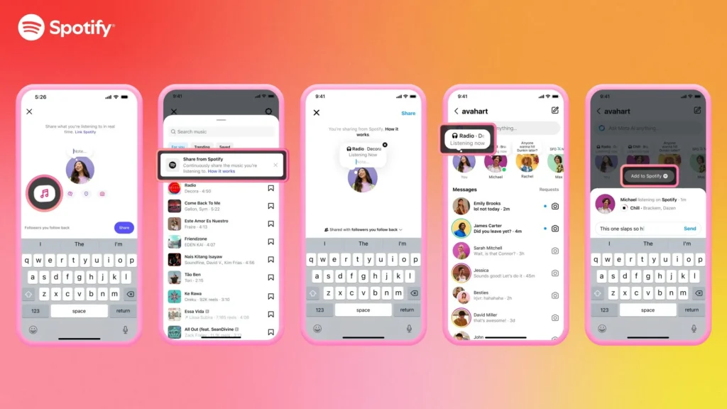 spotify instagram audio previews real time notes 2