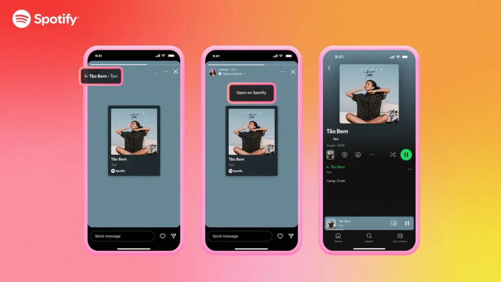 spotify instagram audio previews real time notes 3